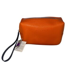 NWT Etro Vanity Case in Orange w/ Black Strap - see description